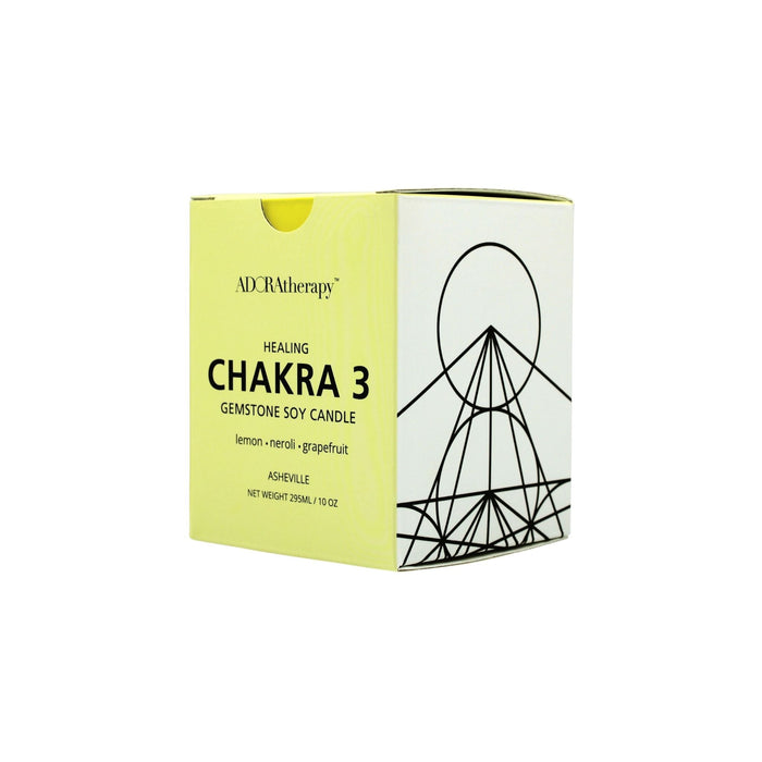 Chakra 3 Soy Candle with Tiger Eye Gemstones