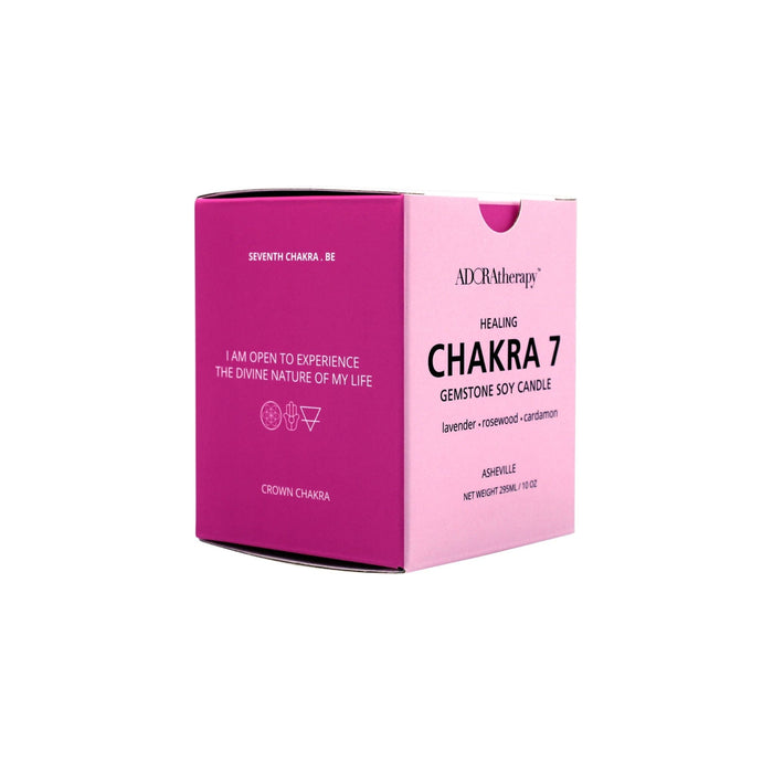 Chakra 7 Soy Candle with Strawberry Quartz Gemstones