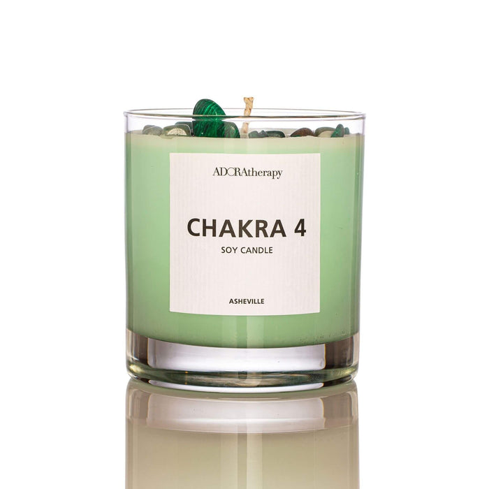 Adoratherapy Chakra 4 Soy Candle with Aventurine Gemstones