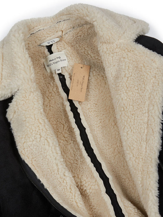 Vegan Women's Recycled Vegan Shearling Moto Jacket | Will's Vegan Store
