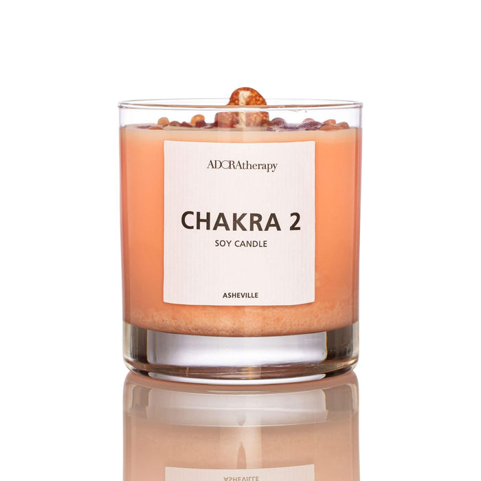 Adoratherapy Chakra 2 Soy Candle with Sunstone Gemstones