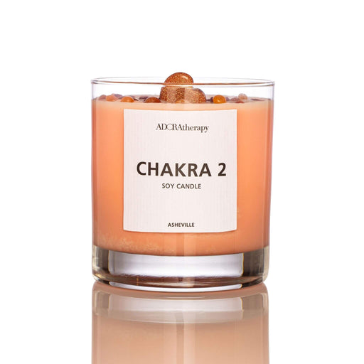 Chakra 2 Soy Candle with Sunstone Gemstones