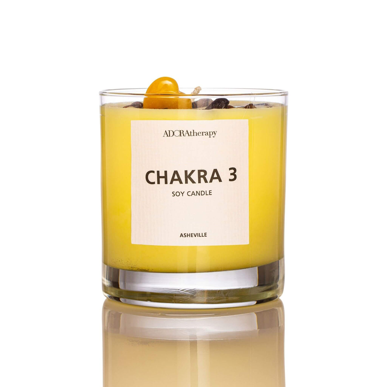 Chakra 3 Soy Candle with Tiger Eye Gemstones